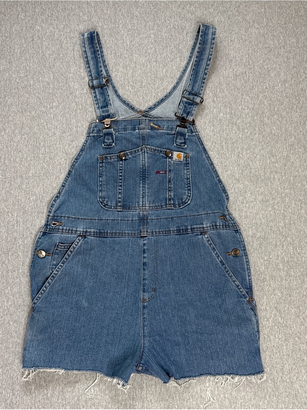 Vintage Carhartt Medium Wash Denim Shortalls Size M - Picture 1 of 5